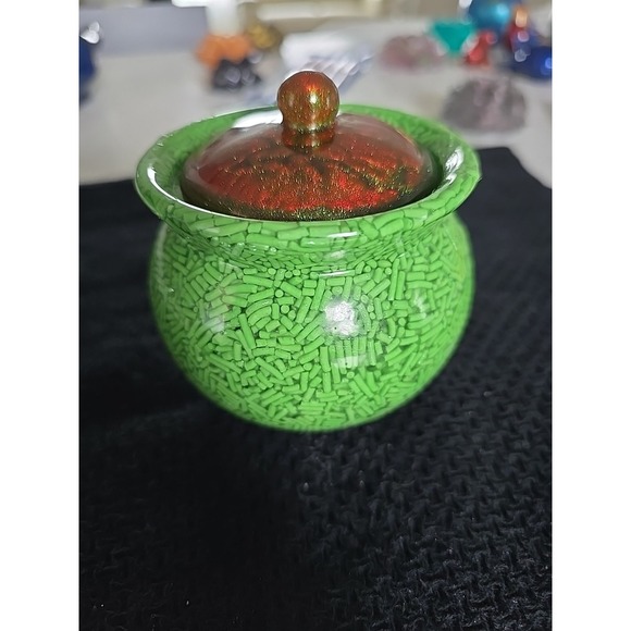 Handmade Other - Small Handmade Decorative Jar Green Red Keys Trinkets Candy Change. 609